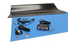 2 LAYER RUBBER ESD ANTI-STATIC MAT KIT-36" X 72'' W/Dual Bench Grounding-BLUE