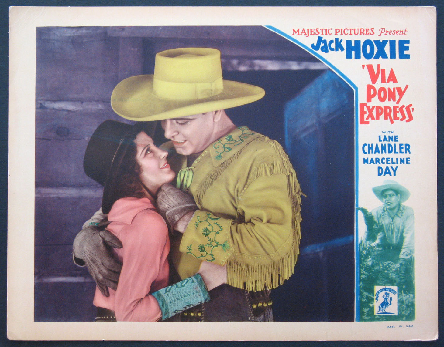 VIA PONY EXPRESS JACK HOXIE MARCELINE DAY WESTERN 1933 LOBBY CARD Sprzedaż wysyłkowa z super rabatem
