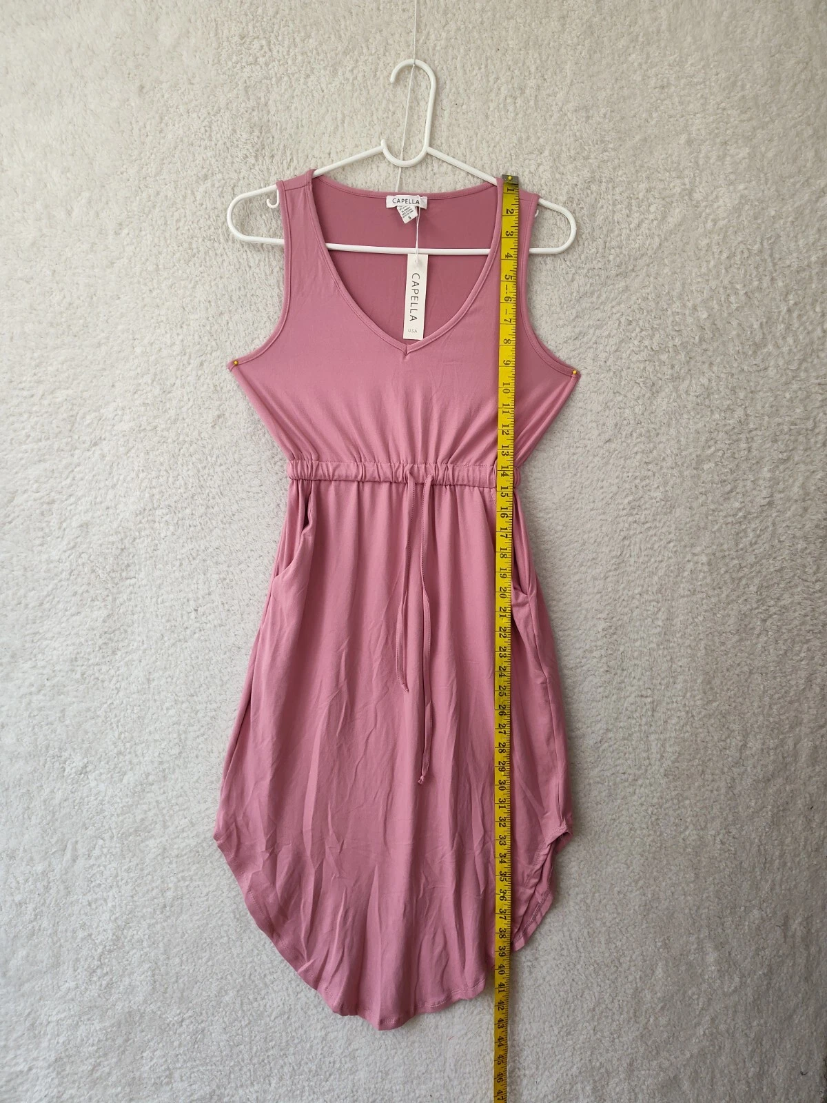 PALM ANGELS Abito donna Capella piccolo rosa misto poliestere senza maniche linea A tasca midi