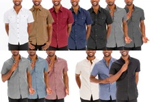 Men’s Casual Western Button Down Short Sleeve Chest Pocket Dress Shirt