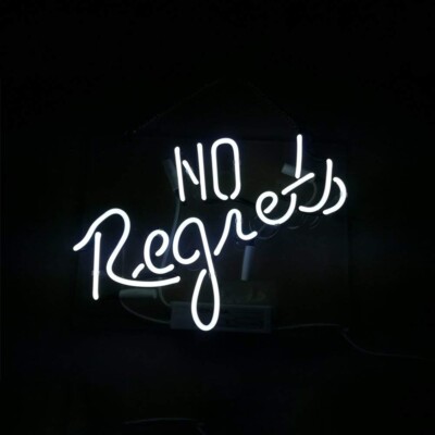 20''x13'' No Regrets White Acrylic Neon Sign Light Lamp Gift Wall Room Artwork QL