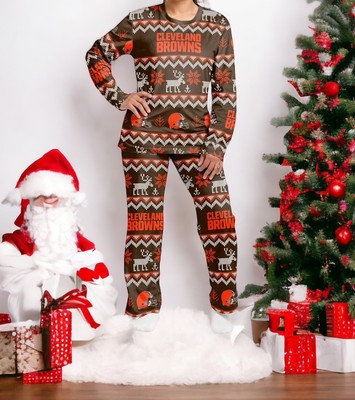 Cleveland Browns Women's Ugly Sweater Pattern Family Holiday Pajamas - Size M