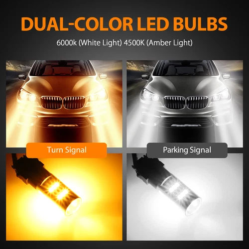 4X Error Free White/Amber 3157 LED DRL Switchback Turn Signal Parking Light Bulb - Picture 4 of 10