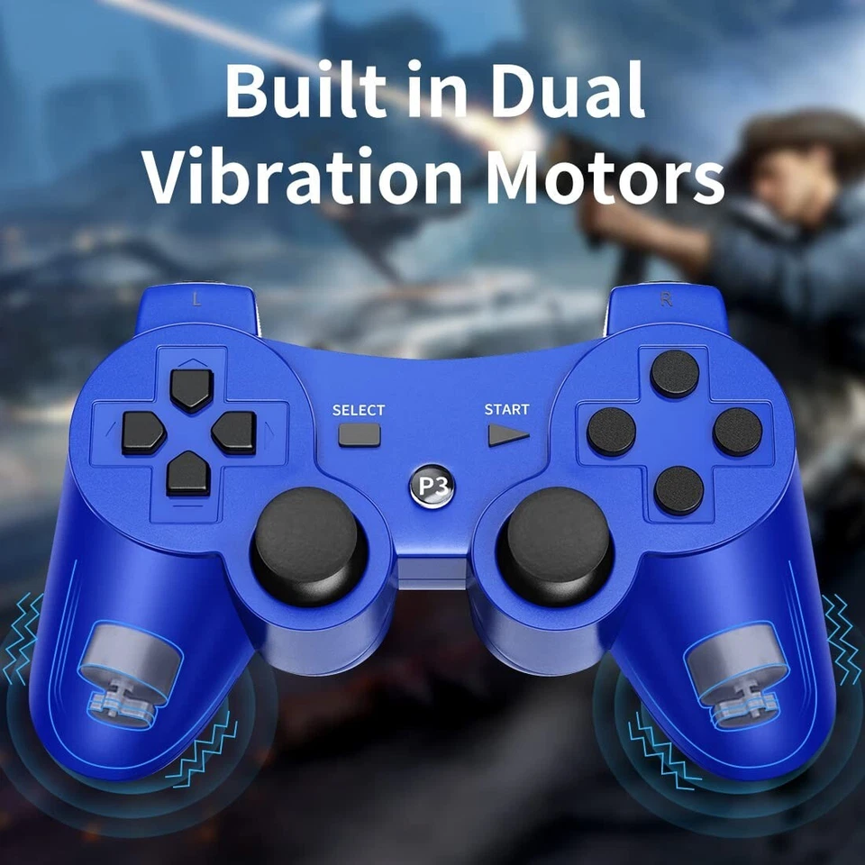 2x Black Wireless Bluetooth Video Game Controller Pad For PS3 Playstation 3 - Image 2 of 4