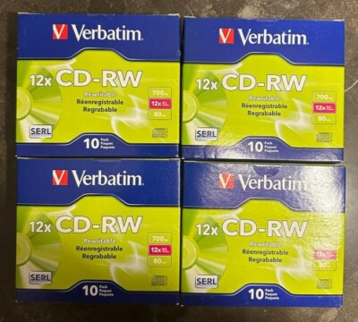 40 OEM Verbatim 700MB 80min 12x CD-RW Rewritable Discs * LOT of 4 * NEW in BOXES