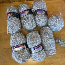 Lot of 7 Patons Firefly Gray Yarn, Viscose, Acrylic, Wool, 365 grams total