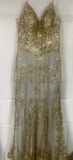 Homecoming Cocktail Party Formal Dress Gold, Size M 7/8