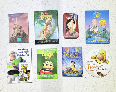 Lot Of 8 Vintage Disney Promotional Pins Buttons Movie Doug Buzz Tigger Tarzan