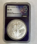 2001 $1 AMERICAN SILVER EAGLE DOLLAR NGC MS70 LIMITED EDITION CUSTOM PURPLE CORE