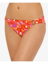 HULA HONEY Women's Pink Ring Detail Lined Bold Bouquet Hipster Swimsuit Bottom M