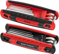 DIYSELF 17 PCS Folding Allen Wrench Set Metric & SAE Hex Key Set - 2 Pack Standa