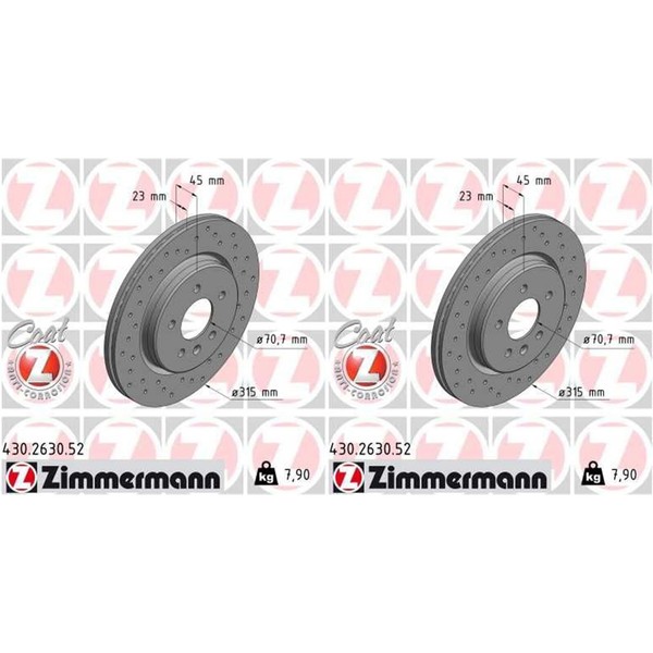 2X Zimmermann Sport Bremsscheiben 315Mm Gelocht Hinten Passend FüR Opel Insignia-image