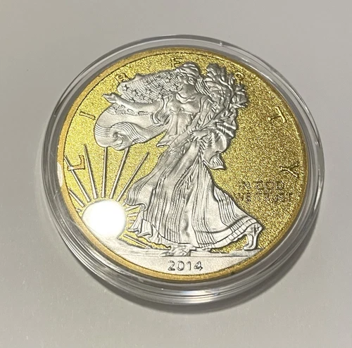 2014 Lady Liberty-Eagle 24k Gold & Silver Plated Coin “1 Oz.” Ships from CA, USA
