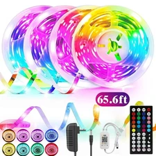 33-100FT Flexible 5050 RGB LED Strip Light Remote Fairy Lights Room TV Party Bar