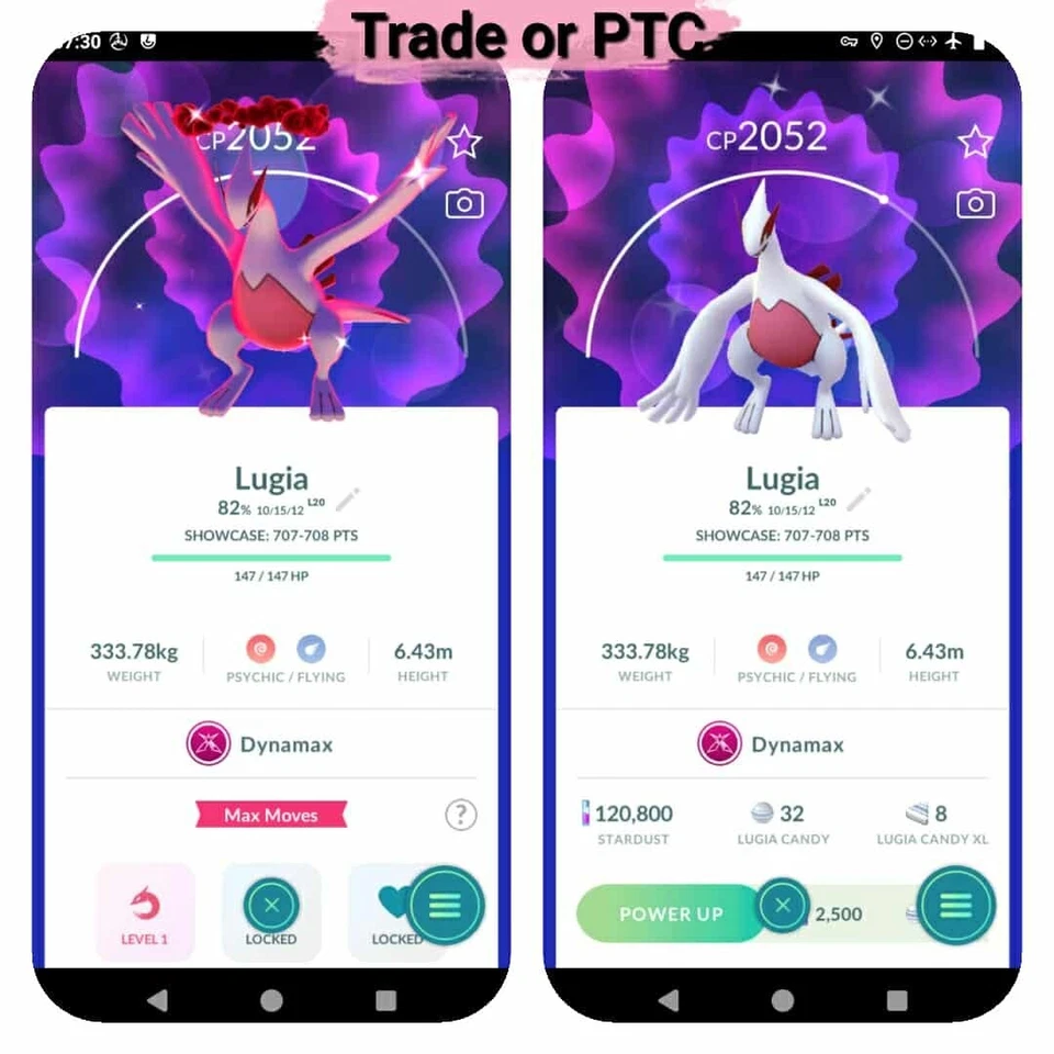 Pokemon Shiny Dynamax Lugia - Tr'ade 20k oder P.T.C (Pls Beschreibung lesen)