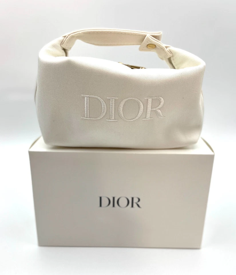 Neu im Karton! Christian Dior Kosmetiktasche Kosmetiktasche Tasche mit oberem Henkel ~ weiß