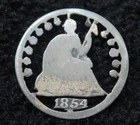 1854 Seated Liberty Half Dime * CUT OUT * Engraved on the Reverse * 5842