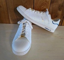 Adidas Stan Smith Shoes Mens 14 White Blue Gold Sneakers Originals Low TennisEUC