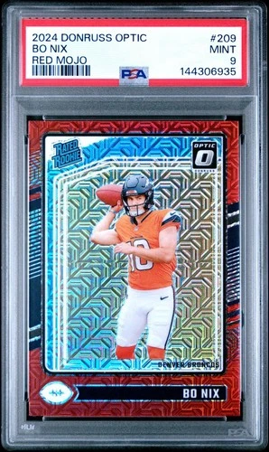 2024 Donruss Optic Bo Nix Red Mojo #209 PSA 9 MINT RC RATED ROOKIE