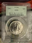 PCGS MS66 1943 Walking Liberty Silver Half Dollar