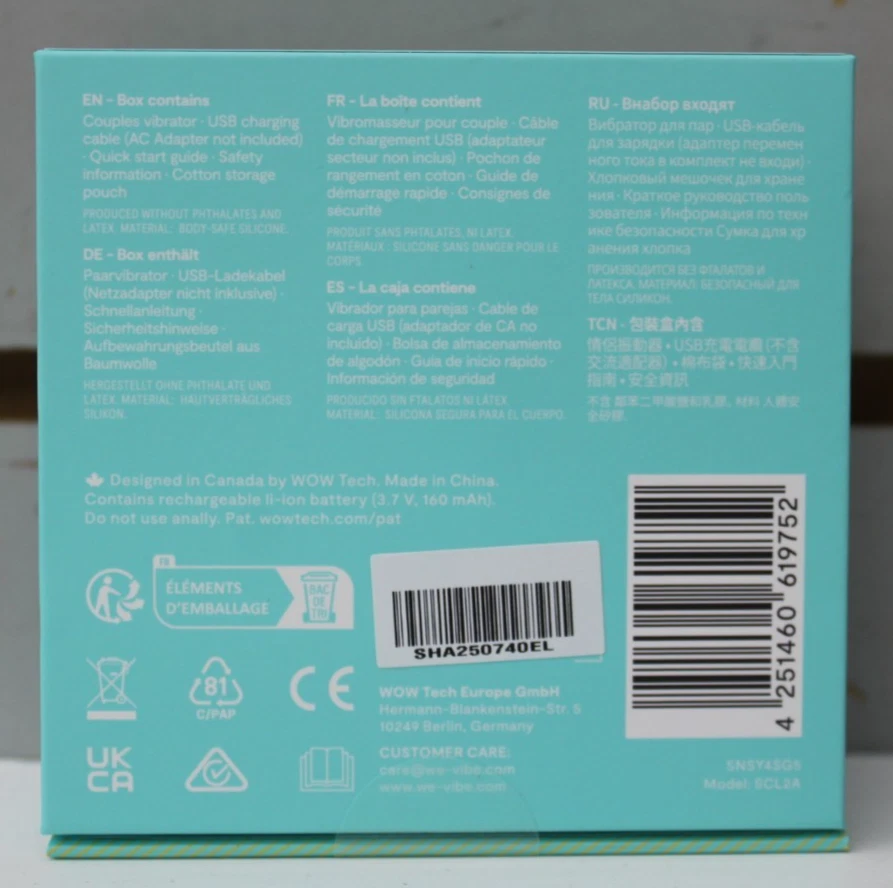 ESTIMULADOR DE CLÍTORIS WE-VIBE SYNC LITE Aqua Foto 3 de 3