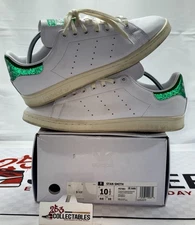 Adidas Stan Smith White Green Glitter Heel Men’s 10.5 Used w/ Box