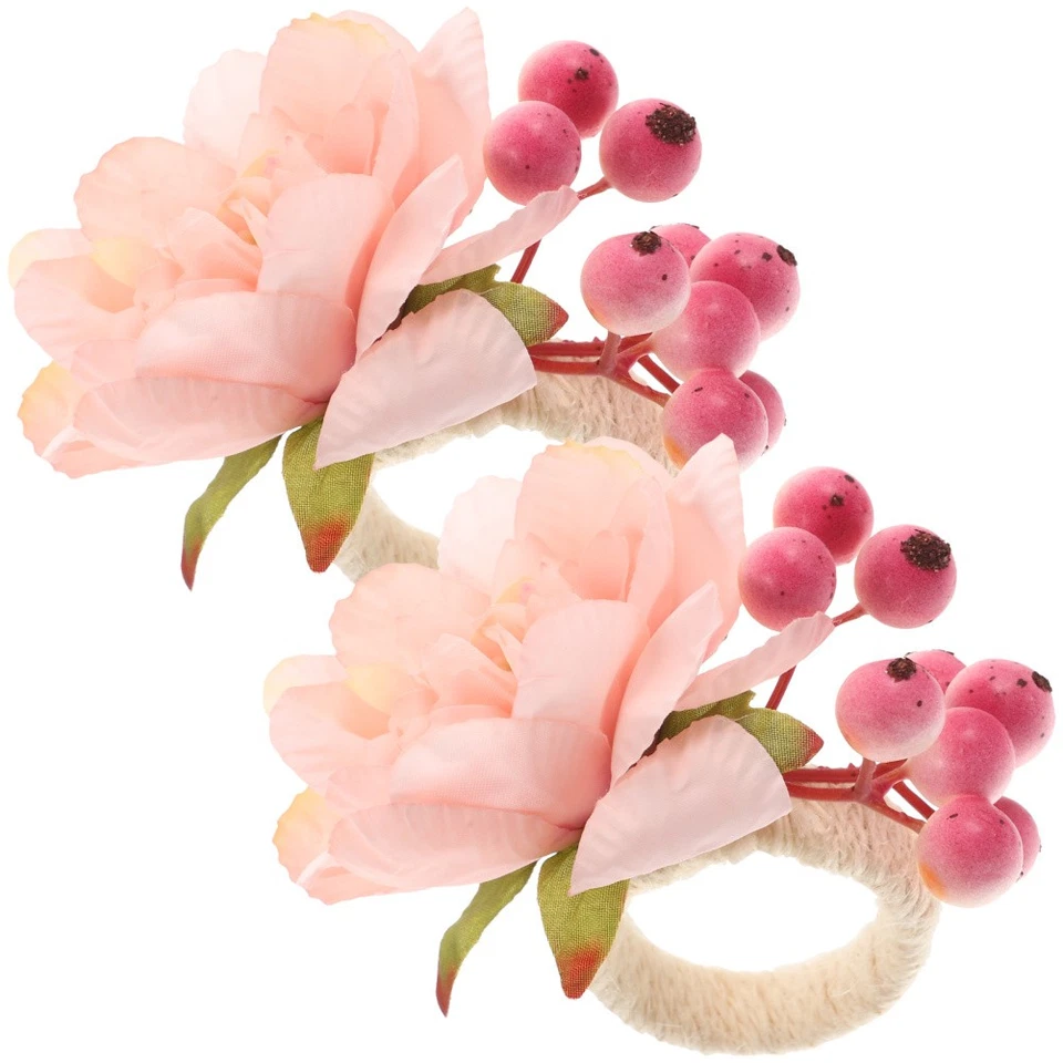  2 Pcs Portatovaglioli Fiore Anelli Per Feste Decorazioni La Tavola - Immagine 3 di 4