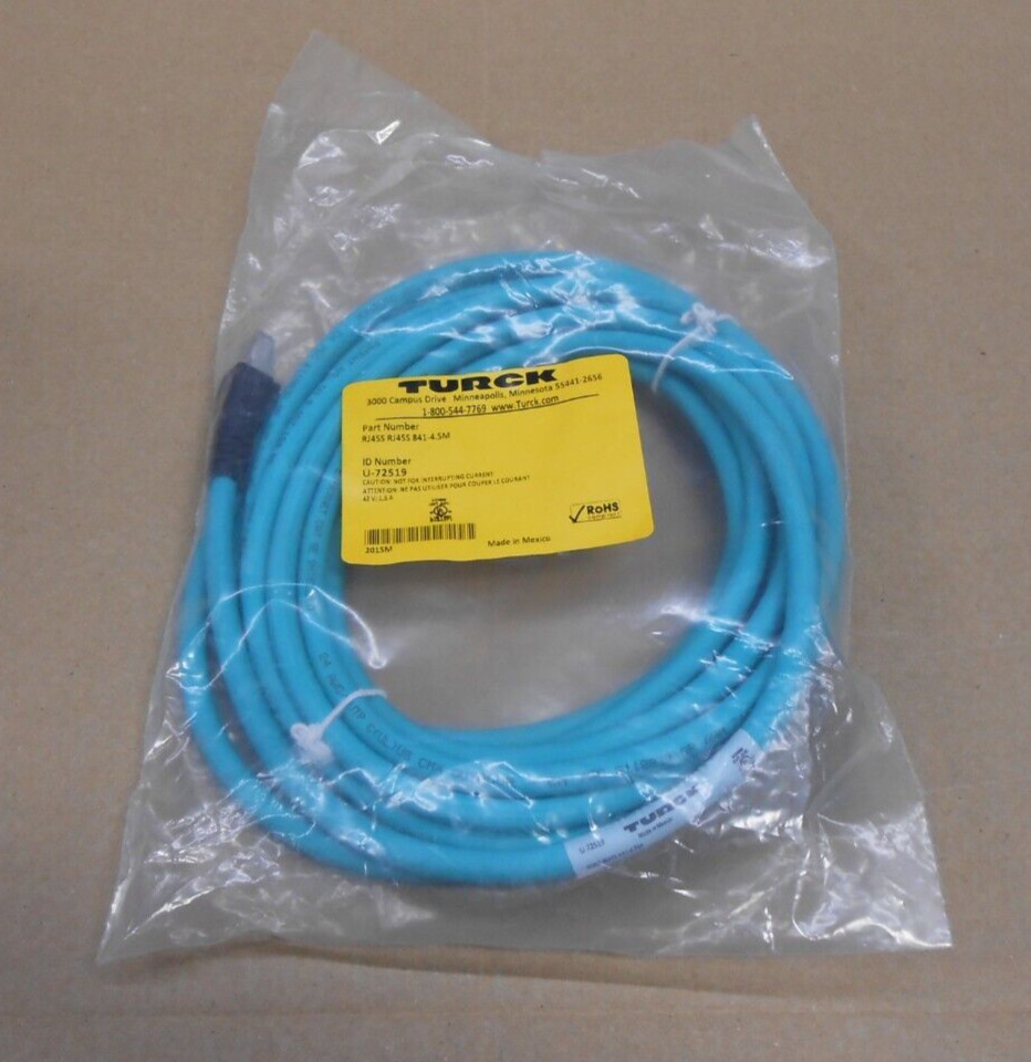 NEW TURCK RJ45S RJ45S 841-4.5M U-72519 HYBRID NETWORK CABLE MALE 1.5A (5 AVAIL)