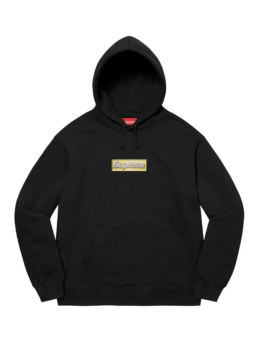 Supreme SS22 Bling Box Logo Hooded Sweatshirt Black Size Small