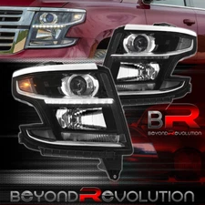For 2015-2020 Suburban Tahoe Black Clear Signal LED DRL Projector Headlight Pair