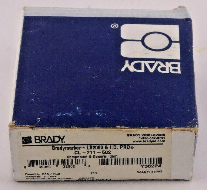 Brady CL-211-502 Labels Qty. 500 32062 White *BOX DAMAGE* B-502 Free Shipping - Image 2 of 4