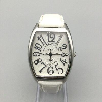 Michel Jurdain Diamond Watch Women Silver Tone White Dial