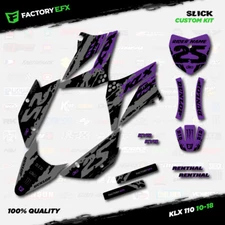 Gray & Purple Slick Racing Graphics Kit fits Kawasaki 10-25 Klx110 KLX 110 Decal