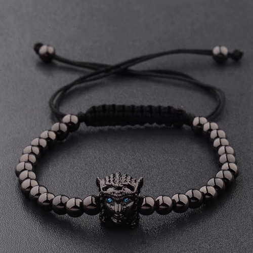 Charm Men's Cubic Zircon Bead Viking Buddha Batman Skull Bead Macrame Bracelets - Picture 37 of 115