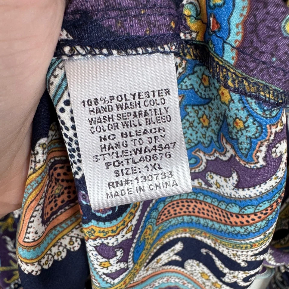 Blusa Umgee Mujer Paisley Talla 1XL Manga Larga Boho Multicolor Ligera Nueva con Etiquetas Foto 4 de 4