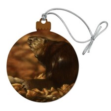 Beaver by the River Wood Christmas Tree Holiday Ornament