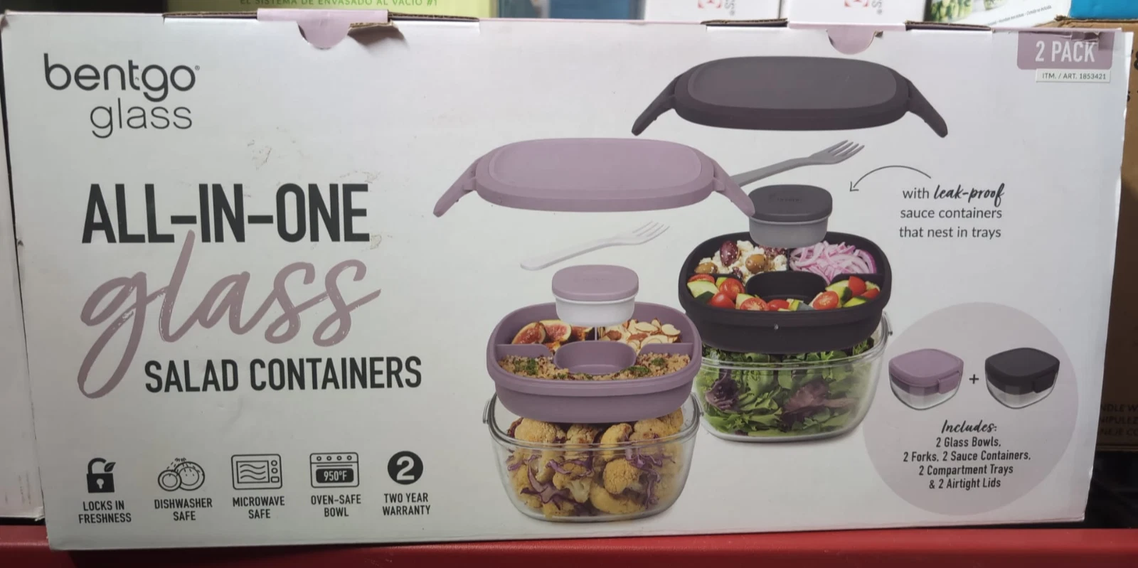 Bentgo Glass Salad Container All In One 2 Pack