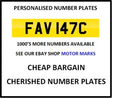 FAV 147C CHERISHED NUMBER PLATE 147 BREAK SNOOKER FAVOURITE FAV 147C 147 CUE FAV