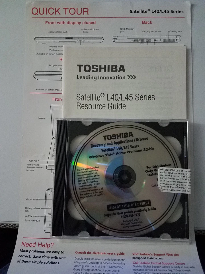 Toshiba Satellite Recovery & Apps/Drivers L40-L45 -- Please Read --  - Image 2 of 2
