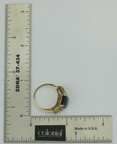 Vintage 14K Yellow Gold Blue and White Stone Ring Circa 1960 Size 7 - Picture 12 of 12