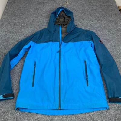 Mammut Gore-Tex Hooded Jacket Mens Blue Colorblock Hardshell Rain Coat ABC-12345