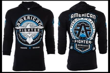 AMERICAN FIGHTER Black Blue White BROCKPORT  Long Sleeve Hoodie  T-shirt NWT
