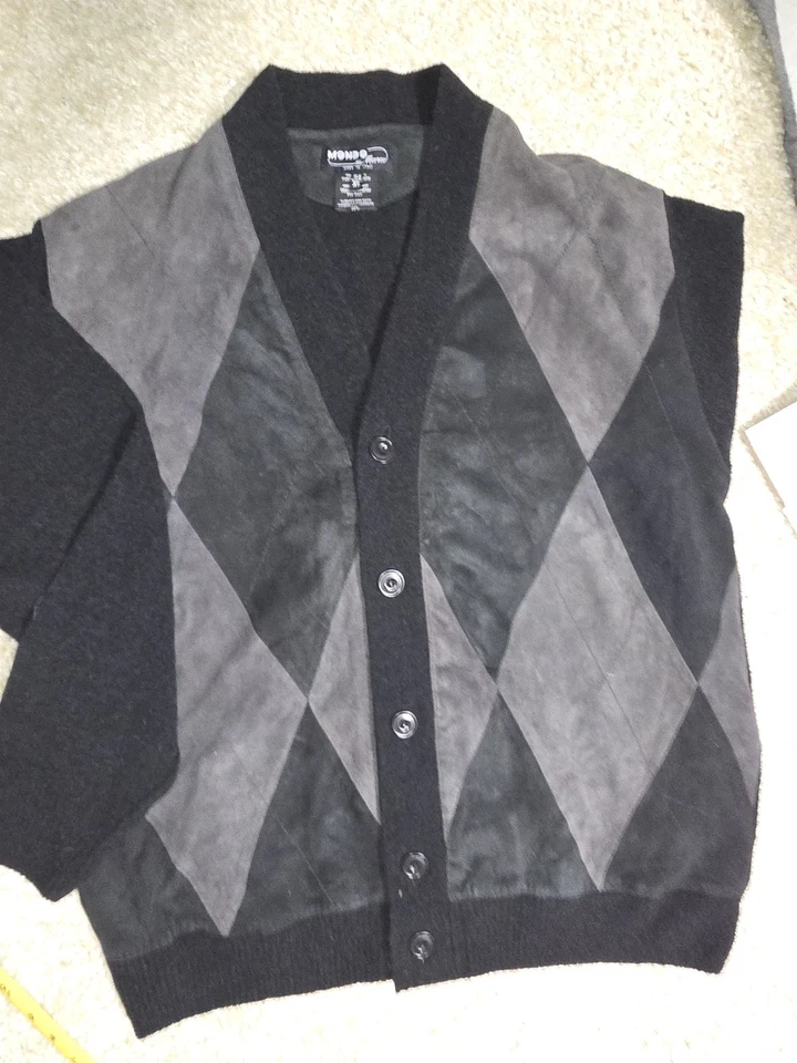 MARCO DE MONDO LEATHER and MORENO WOOL sweater/jacket.  54 Or 44US L VINTAGE 90s - Image 3 of 4