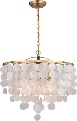 Vaxcel Lighting P0394 Elsa 20"W 3 Light Capiz Shell Pendant - Brass - Picture 1 of 12