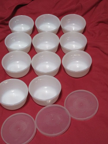 11 Vintage Anchor Hocking Fire King Custard Cups Ramekins #434 White Milk Glass