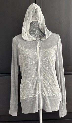 Sudadera con Capucha Evy's Tree Gris Encaje Suave Boho Romántica Cottagecore Mangas Largas Talla XL - Imagen 1 de 13