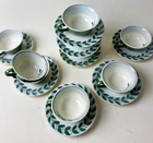 Vintage Red Wing Pottery Ardennes Forest Cup & Saucer Set Lot 9 Cups 8 Saucers