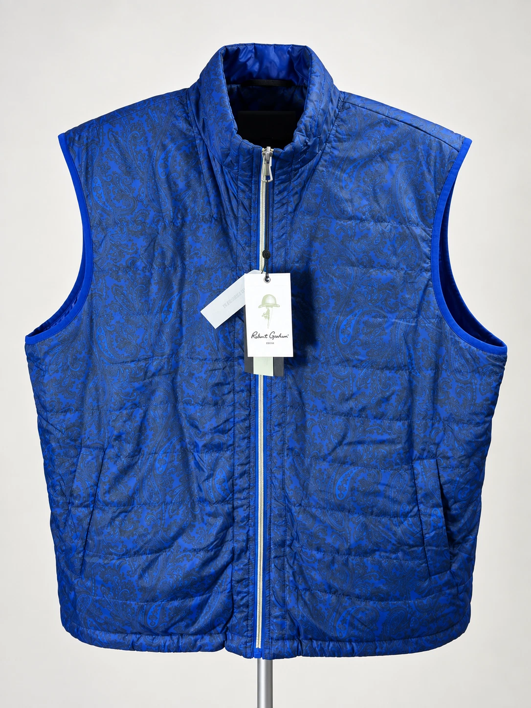 Robert Graham Men's XXL Reversible Blue and Paisley Puffer Vest NWT image 1
