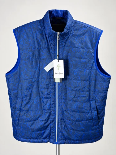 Robert Graham Men's XXL Reversible Blue and Paisley Puffer Vest NWT - product listing photo