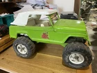 Tonka  Jeepster Green Stump Jumper Toy Pressed Steel, early version with top.
